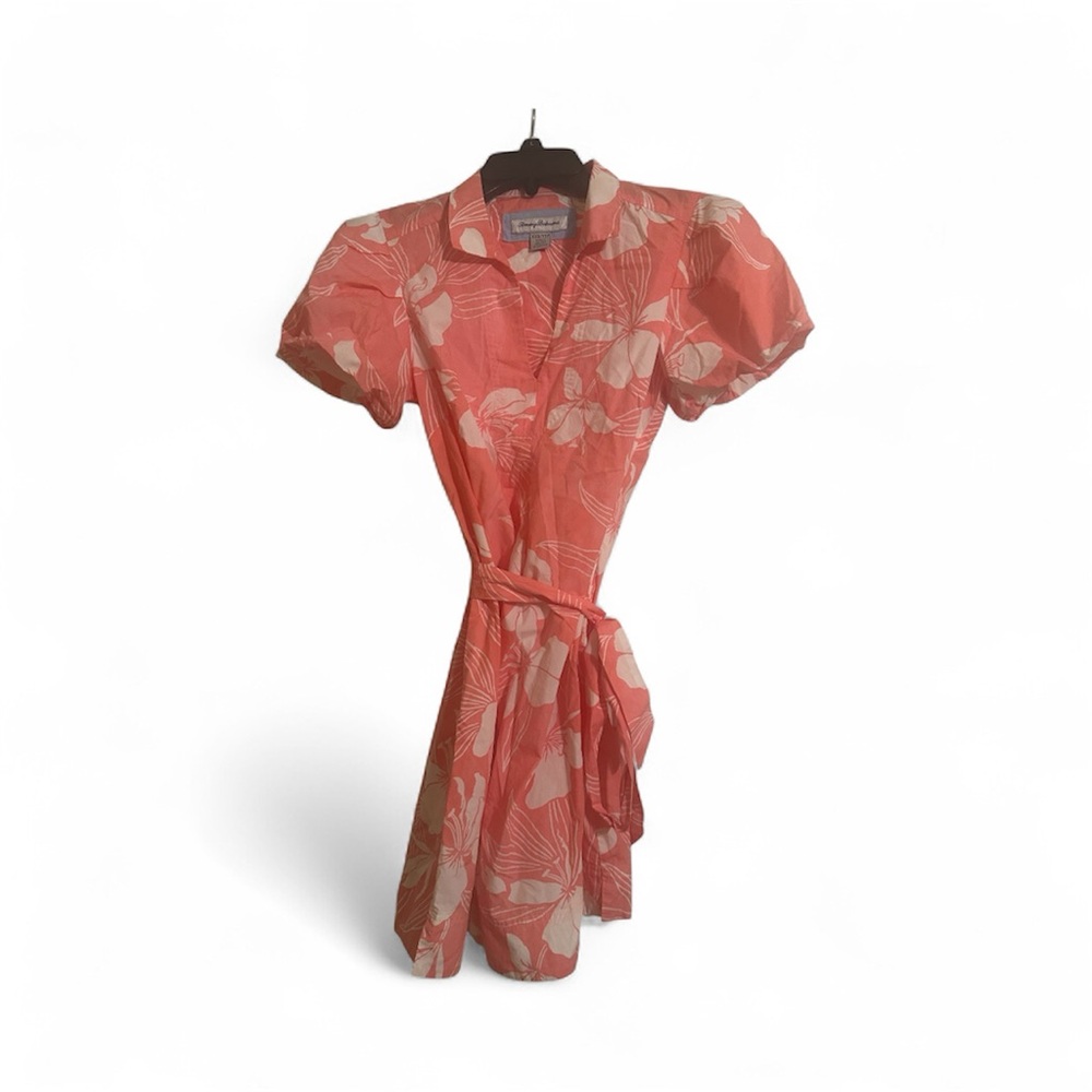 Tommy Bahama Coral Floral Midi Dress With Pockets